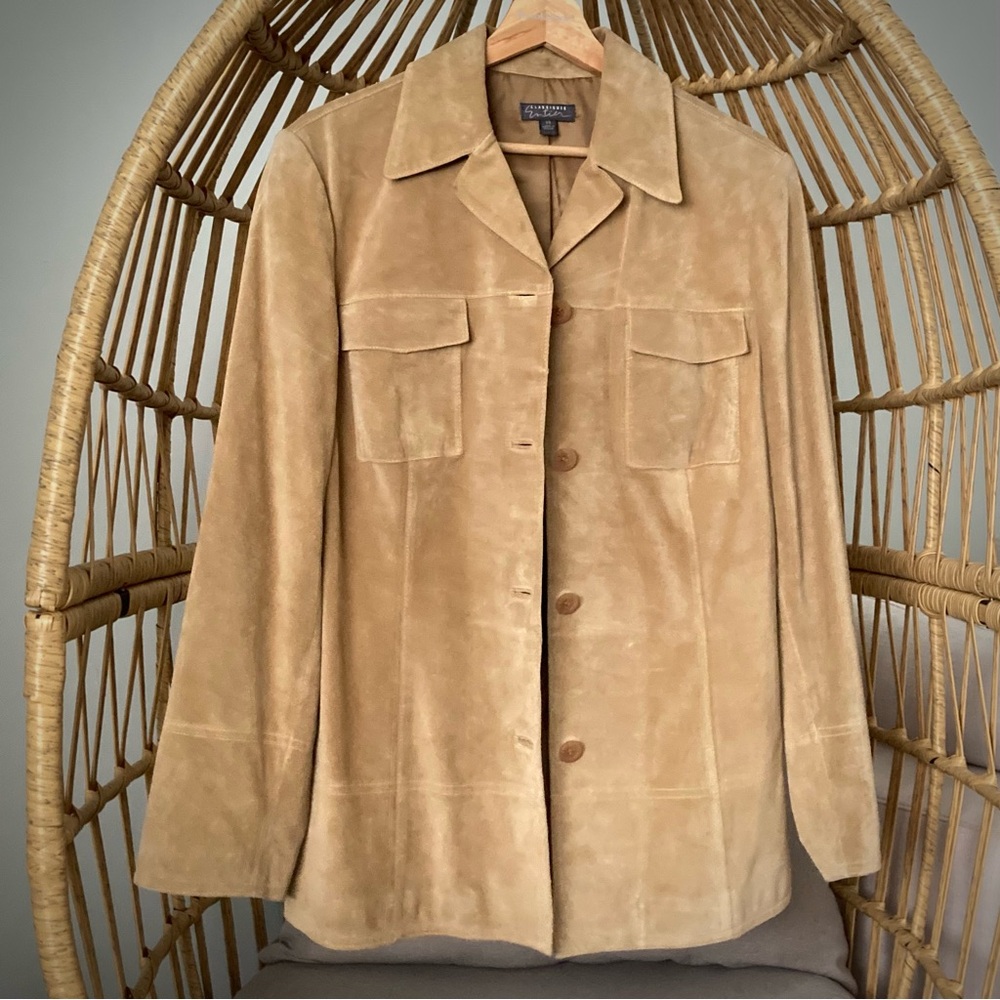 🤎 Classiques Entier %100 Leather Jacket Blazer Utility Style LARGE EUC VINTAGE